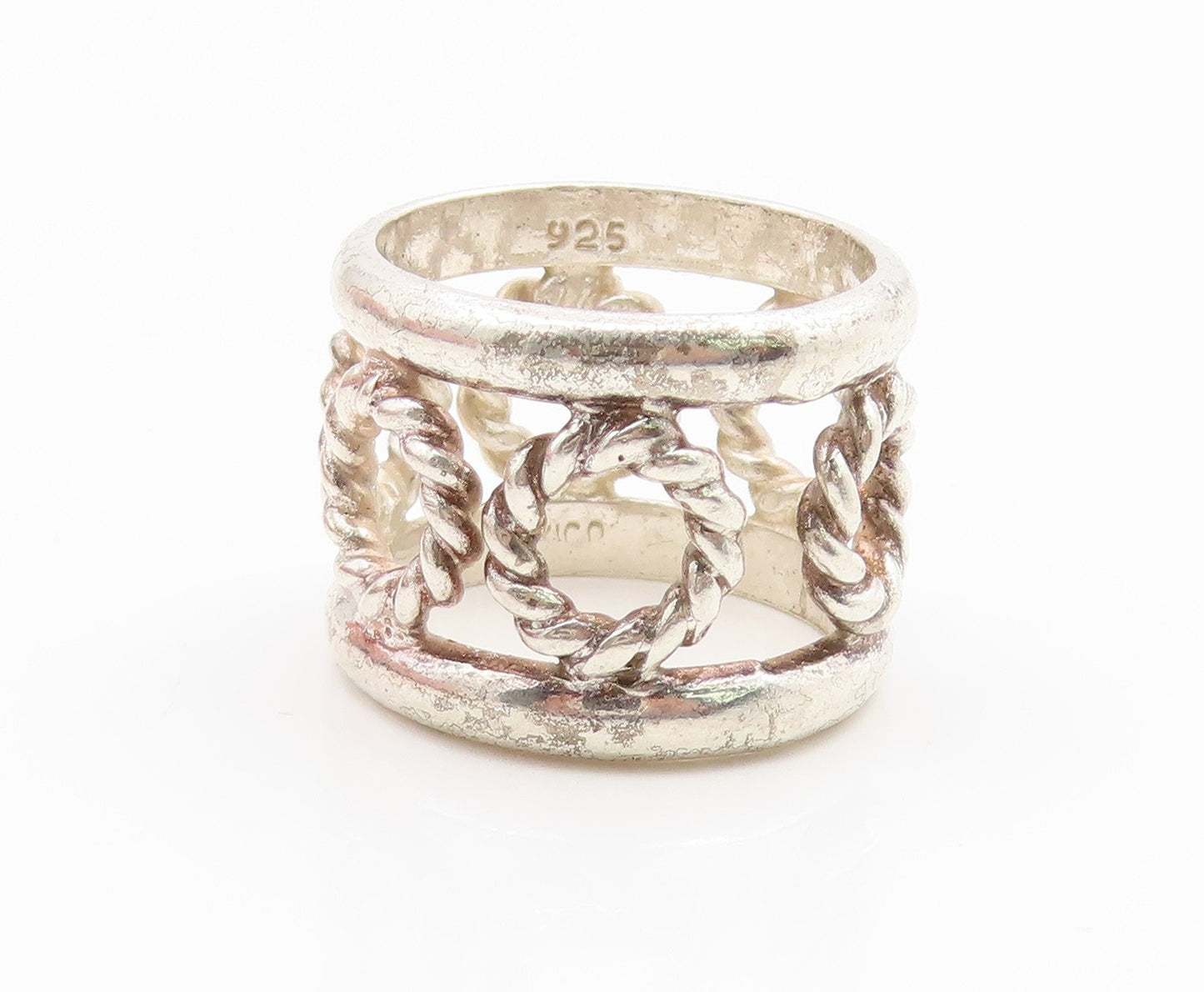 925 Sterling Silver Vintage Ring MEXICO Twisted Rope Circle Band  Sz 7  RG35105