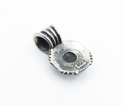 925 Sterling Silver  Vintage Cabochon Cut Black Onyx Fluted Pendant  PT4102