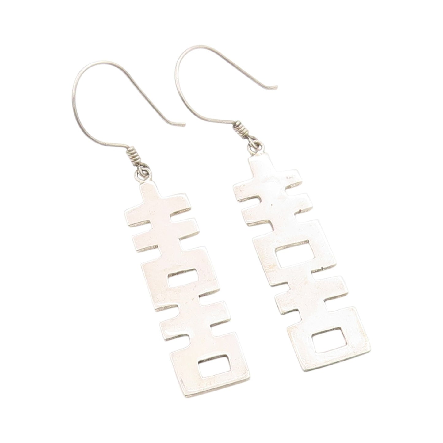 925 Sterling Silver Vintage Earrings Chinese Double Happiness Cut Out  EG13697