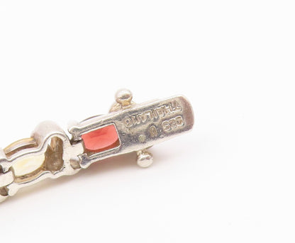 925 Sterling Silver Vintage Bracelet Classic Oval Cut Gemstone Link  BT12184