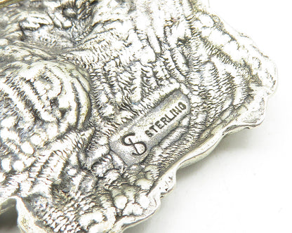 925 Sterling Silver  Vintage Modernist Woman's Face Floral Brooch Pin  BP3805