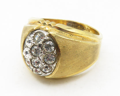 CLARK & COOMBS 925 Silver  Cubic Zirconia Gold Plated Band Ring Sz 9  RG11783