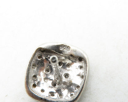 925 Sterling Silver Vintage Genuine Black & White Diamonds Stud Earrings  EG6716