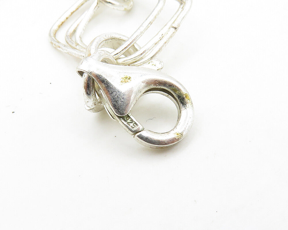 IBB 925 Sterling Silver  Vintage Shiny Square Link Chain Necklace  NE3267