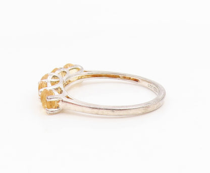925 Sterling Silver Vintage Ring Five Stone Citrine Elegant Band Sz 8.5 RG34998