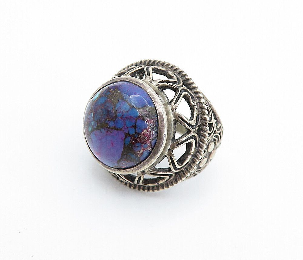 925 Sterling Silver Vintage Purple Jasper Dome Cocktail Ring Sz 7 RG7975