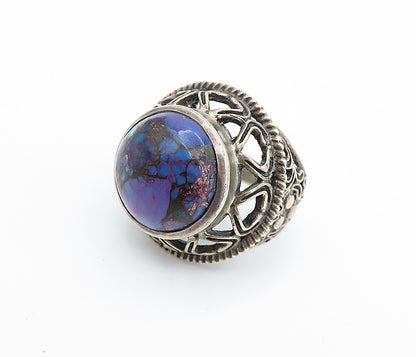 925 Sterling Silver Vintage Purple Jasper Dome Cocktail Ring Sz 7 RG7975