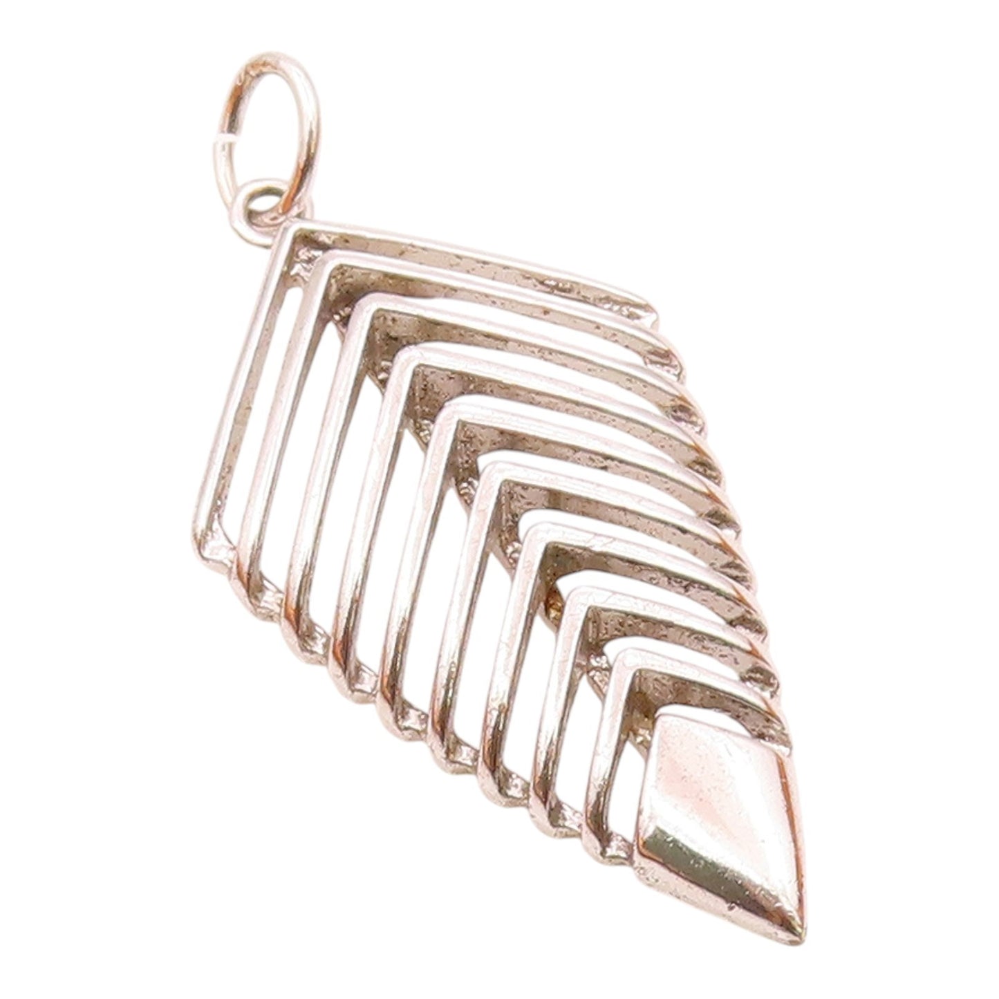 925 Sterling Silver  Vintage Graduated Openwork Pointed Drop Pendant  PT21658