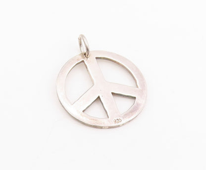 925 Sterling Silver Vintage Pendant Engraved Peace Joy & Hope Medal  PT25756