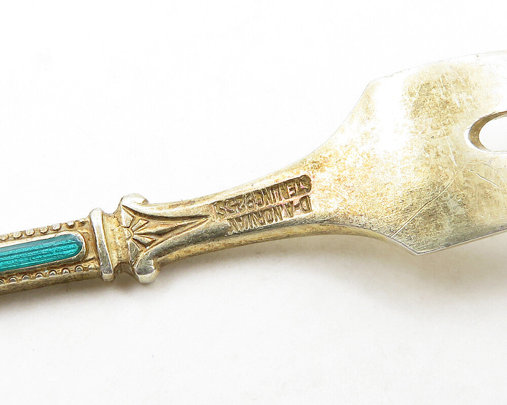 DAVID ANDERSEN NORWAY 925 Silver  Vintage Enamel Detail Cocktail Fork  TR2644
