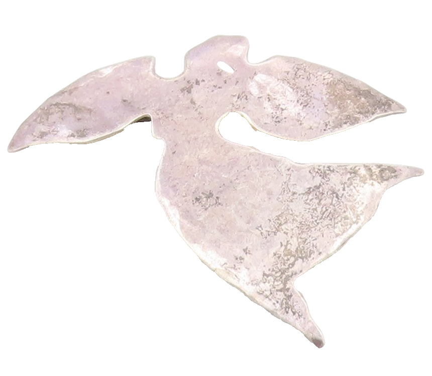 925 Sterling Silver  Vintage Hammered Angel Silhouette Brooch Pin  BP9279