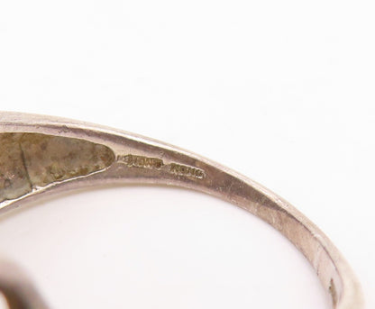 925 Sterling Silver Vintage Ring Citrine Geometric Wave Band  Sz 9.5  RG34889