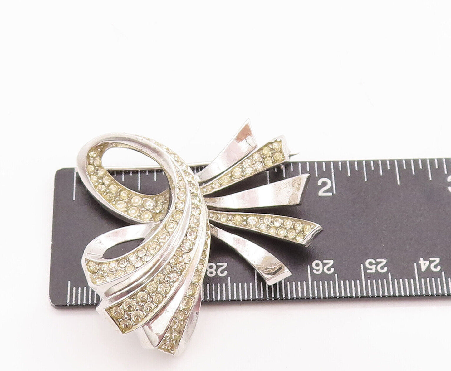 925 Sterling Silver Vintage Brooch Pin DEWEES Topaz Inlay Swirl Carved  BP10856