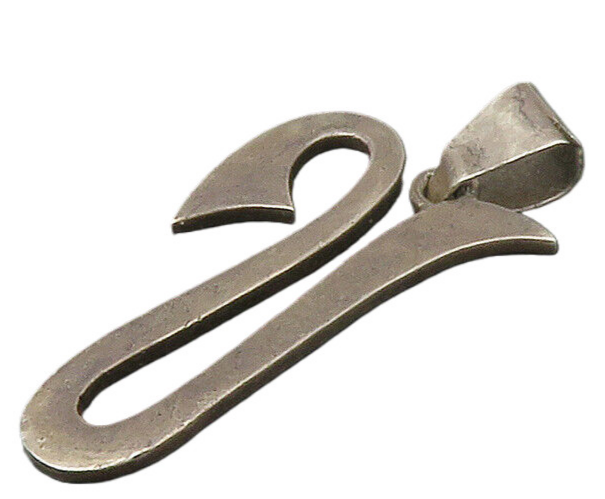MEXICO 925 Sterling Silver  Vintage Oxidized Smooth U Initial Pendant  PT13643