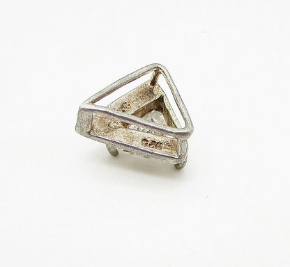 925 Sterling Silver Faceted White Topaz Triangular Slider Pendant  PT2035