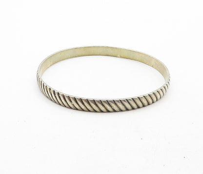 925 Sterling Silver Vintage Dark Tone Slanted Etched Bangle Bracelet BT1674