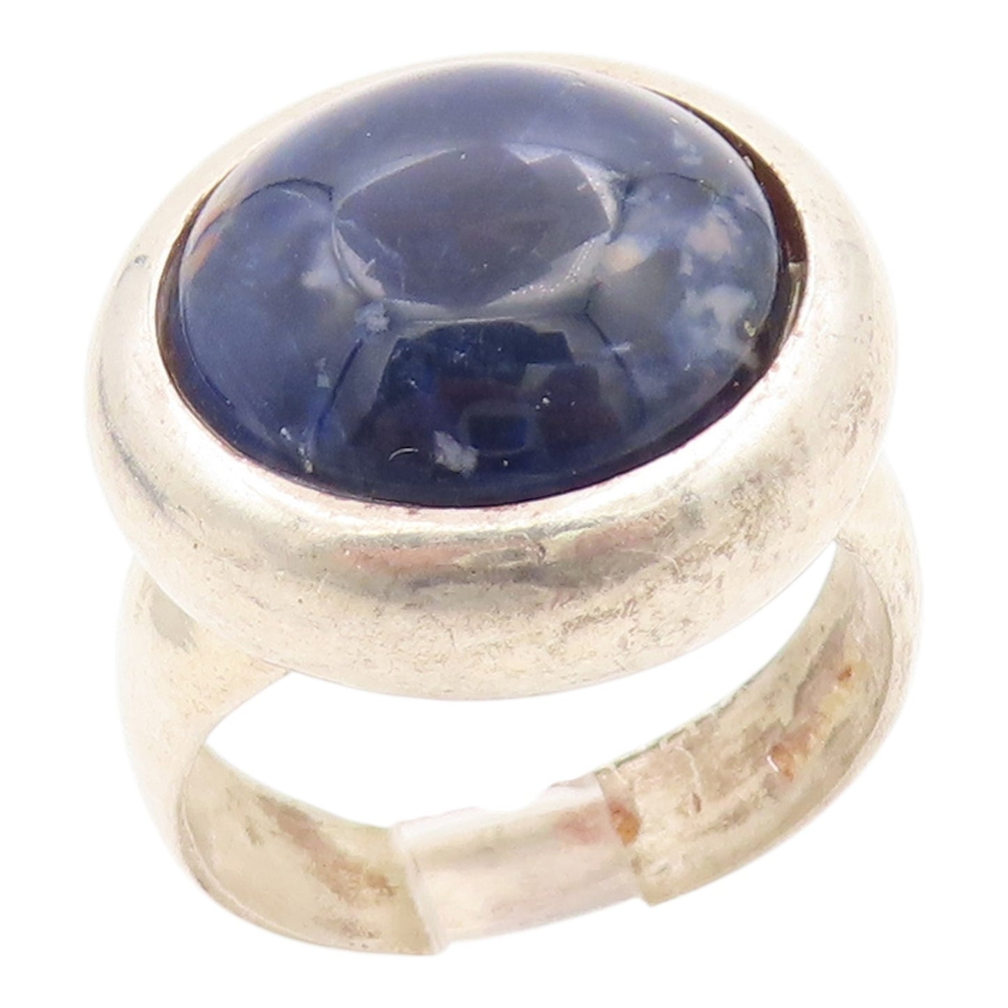 925 Sterling Silver Vintage Ring ISRAEL Lapis Lazuli Band  Sz 10.5  RG35783