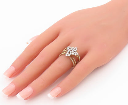 925 Sterling Silver Vintage Ring Gold Plated Roped CZ Design  Sz 9  RG33161