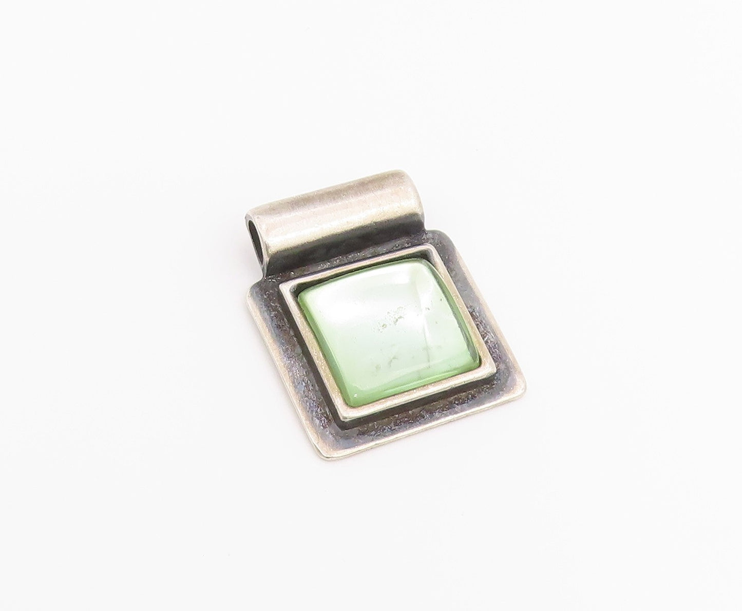 925 Sterling Silver Vintage Pendant Modernist Moonstone Geometric Frame  PT26524