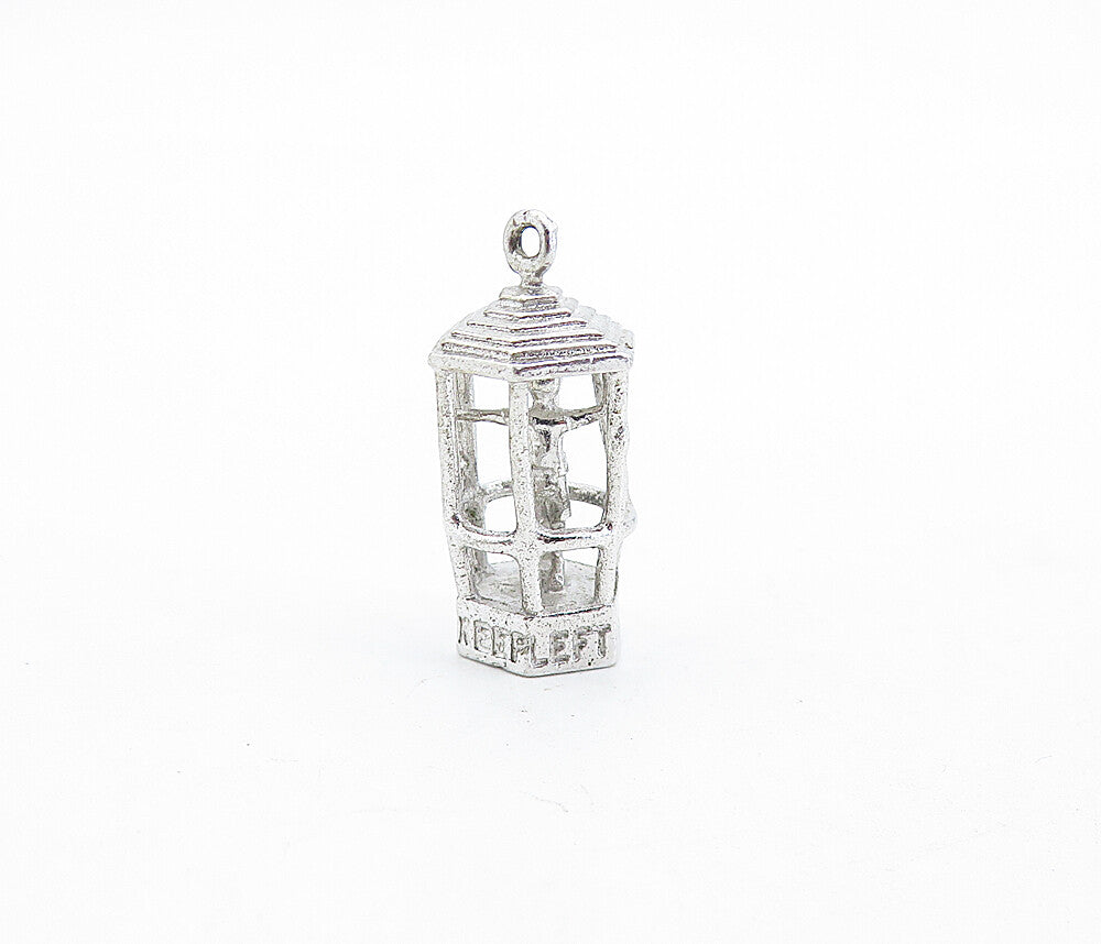 925 Sterling Silver  Vintage Shiny Keep Left Etched Caged Man Pendant  PT4783
