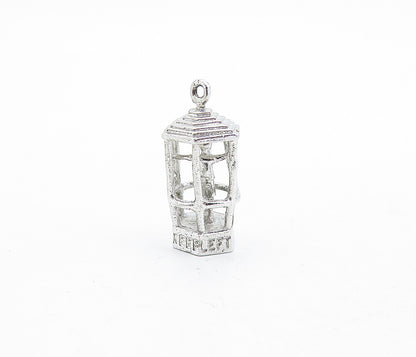 925 Sterling Silver  Vintage Shiny Keep Left Etched Caged Man Pendant  PT4783