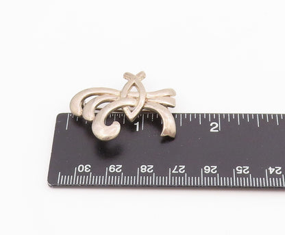 925 Sterling Silver Vintage Brooch Pin Modernist Sculptural Ribbon Loop  BP12159