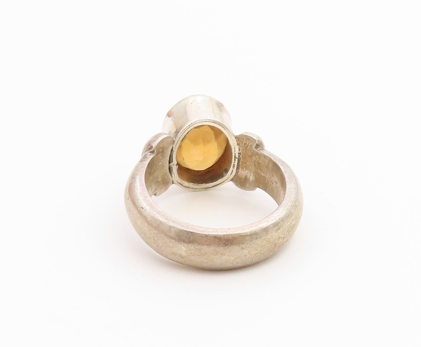 925 Sterling Silver Vintage Ring Oval Cut Citrine Statement Band  Sz 6  RG36663