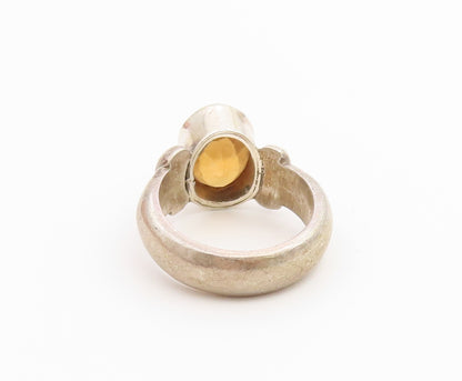925 Sterling Silver Vintage Ring Oval Cut Citrine Statement Band  Sz 6  RG36663
