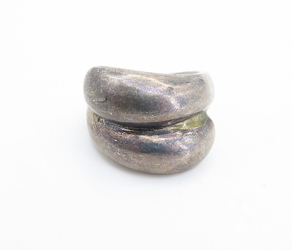 925 Sterling Silver  Vintage Dark Tone Bypass Design Band Ring Sz 7.5  RG6445