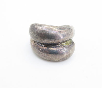 925 Sterling Silver  Vintage Dark Tone Bypass Design Band Ring Sz 7.5  RG6445