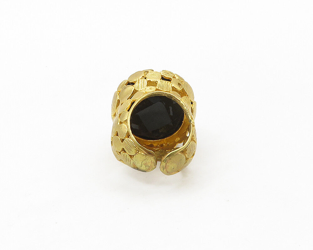 DESIGNER 925 Sterling Silver Vintage Black Hematite Cocktail Ring Sz 6 RG17583
