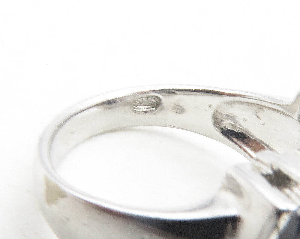 925 Sterling Silver  Cubic Zirconia & Hematite Cocktail Ring Sz 7   RG11976