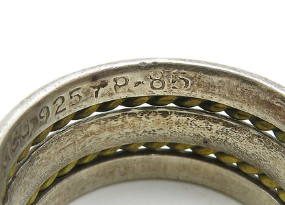 MEXICO 925 Sterling Silver  Vintage 2 Tone Rope Twist Band Ring Sz 7  RG10483