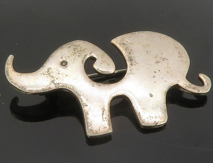 MEXICO 925 Sterling Silver  Vintage Swirl Cutout Elephant Brooch Pin  BP4507