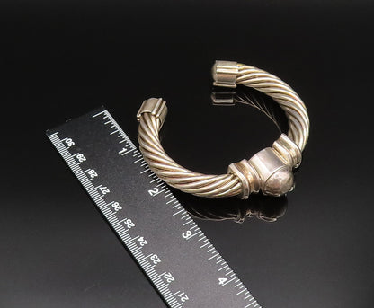 14K GOLD & 925 Silver  Vintage Twisted Ribbed Bead Ball Cuff Bracelet  BT9592