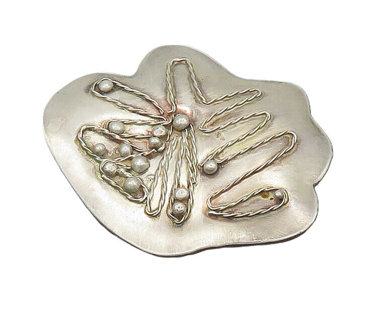 BWS 925 Sterling Silver  Vintage Modernist Twist Pattern Brooch Pin  BP8091