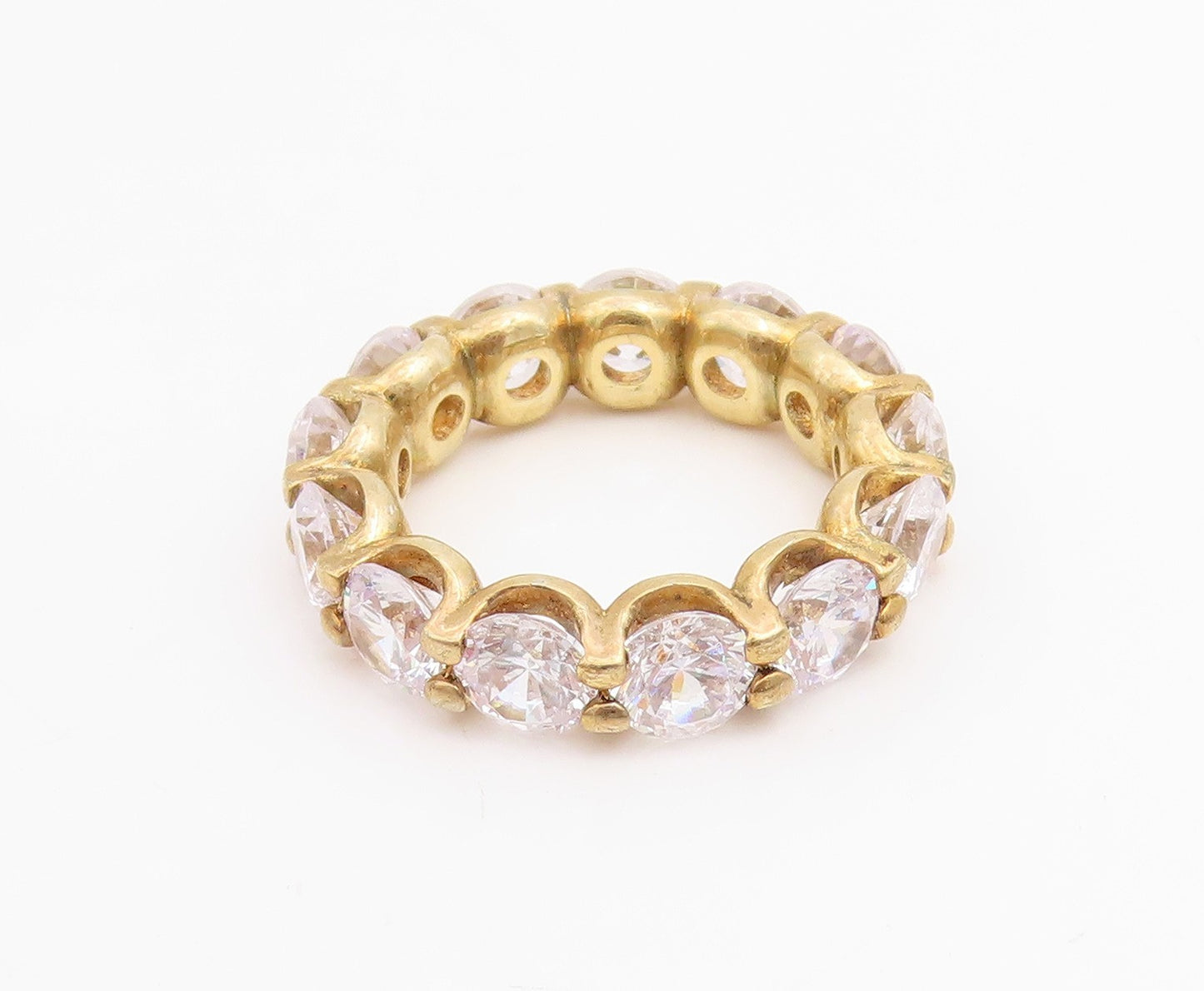 925 Sterling Silver Vintage Ring Gold Plated Topaz Eternity Band  Sz 6  RG34756