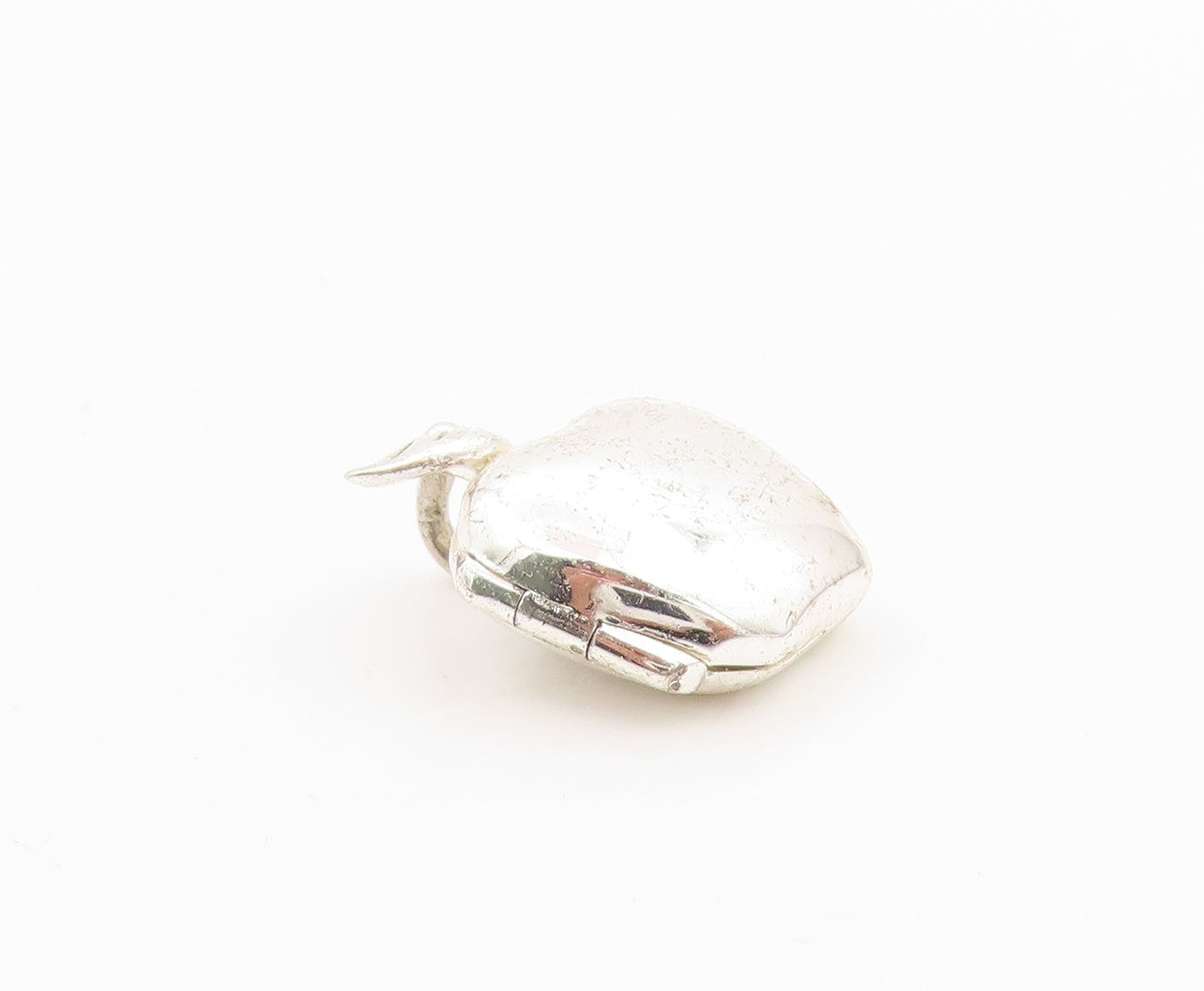 925 Sterling Silver Vintage Pendant Solid Message Etched Apple OPENS  PT24617