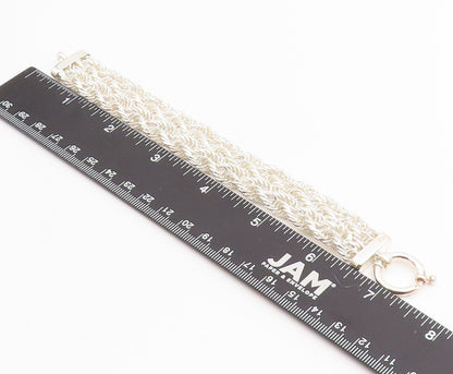 925 Sterling Silver Vintage Bracelet Braided Serpentine Weave Strands   BT11423