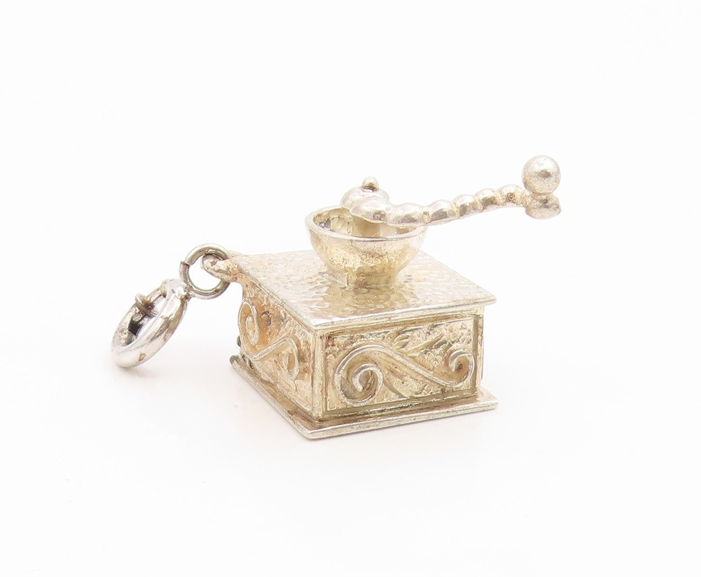 925 Sterling Silver Vintage Pendant Miniature Coffee Grinder Charm  PT25931