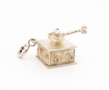 925 Sterling Silver Vintage Pendant Miniature Coffee Grinder Charm  PT25931