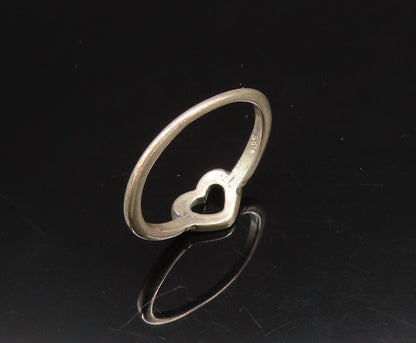 925 Silver  Vintage Minimalist Dainty Open Love Heart Ring Sz 6.25  RG26074