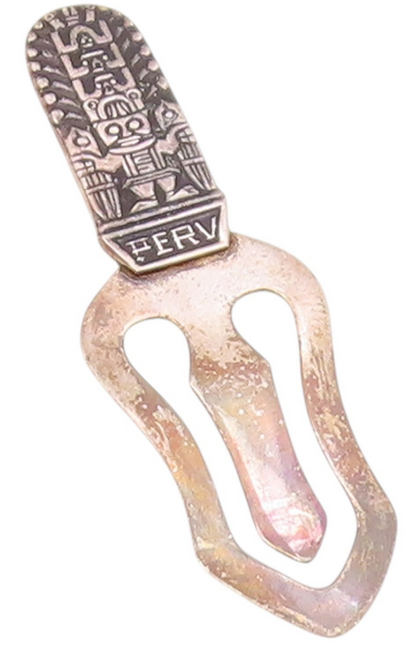 PERU 925 Sterling Silver  Vintage Aztec Mayan Warrior Bookmark  TR3416