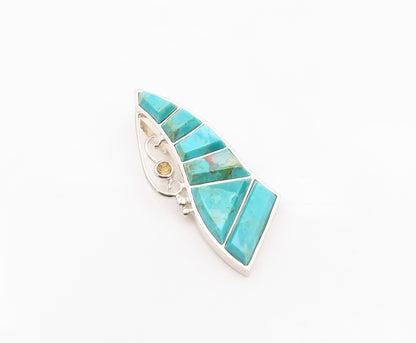 925 Sterling Silver Vintage Pendant DTR JAY KING Turquoise & Citrine  PT26355