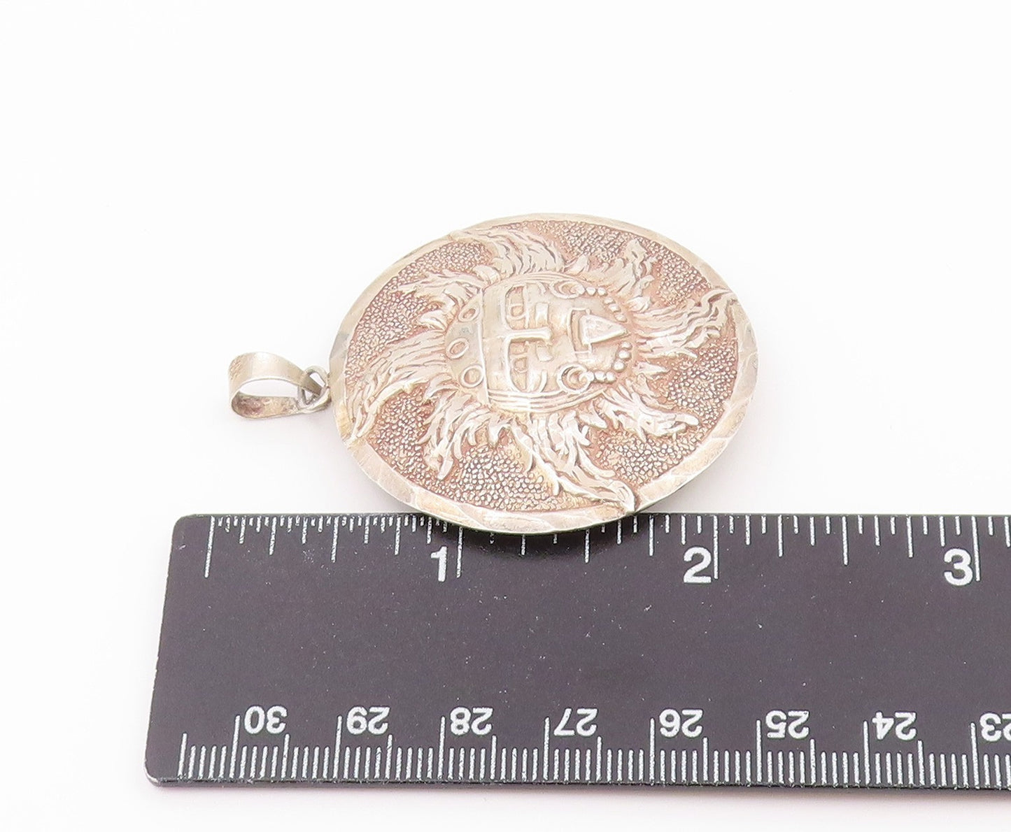 925 Sterling Silver Vintage Pendant Celestial Sun Face Statement Medal  PT26465
