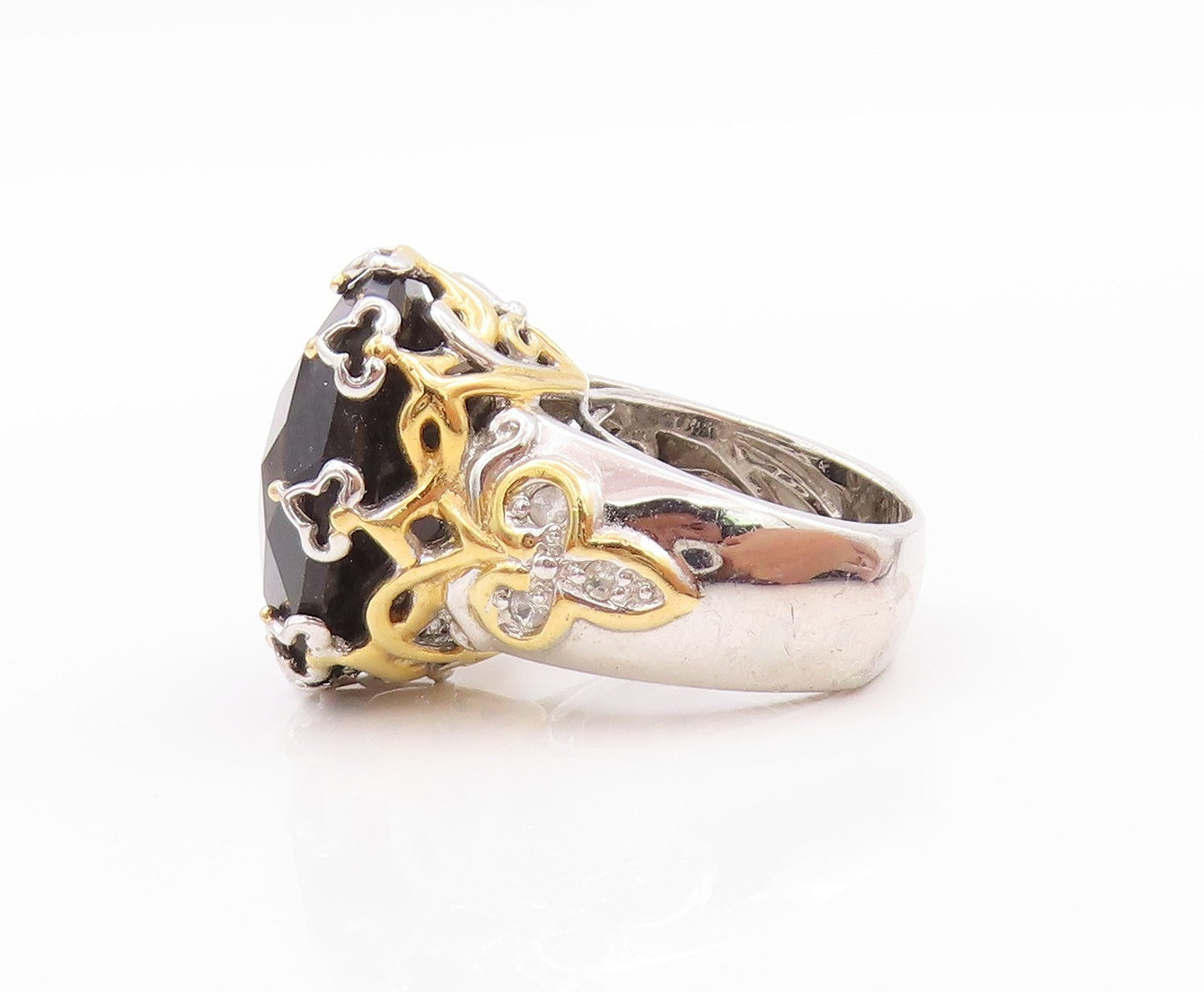 925 Sterling Silver Vintage Ring MICHAEL VALITUTTI Faceted Onyx  Sz 5  RG32414