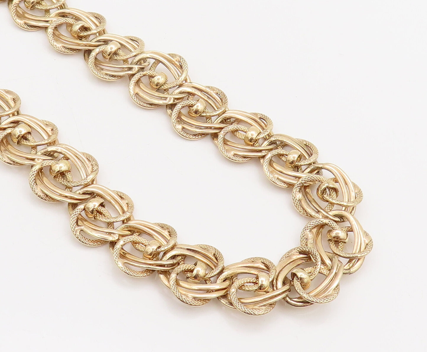 925 Sterling Silver  Vintage Gold Plated Designer Rings Loop Necklace  NE4064