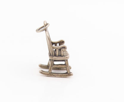 925 Sterling Silver Vintage Pendant 3D Miniature Rocking Chair Charm  PT25752