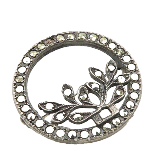 UNCAS 925 Sterling Silver  Vintage Marcasite Floral Vine Brooch Pin  BP7417