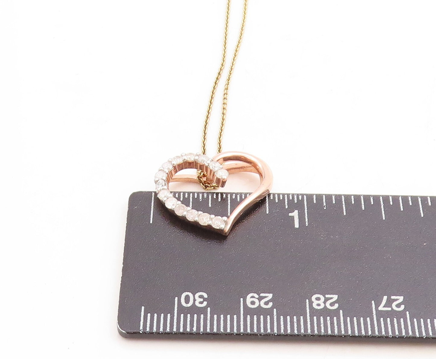 925 Silver  Genuine Diamonds Gold Plated Love Heart Chain Necklace  NE1962
